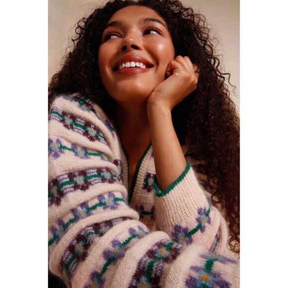 💕ROUJE💕 Chunky Jacquard Leora Cardigan 38 NWOT - Picture 3 of 16